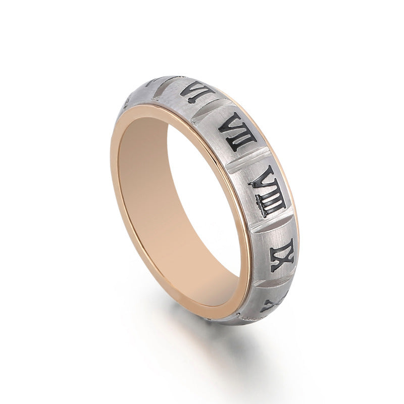 Couple Ring, Japanese And Korean Creative Stainless Steel Sand Surface Can Be Rotated