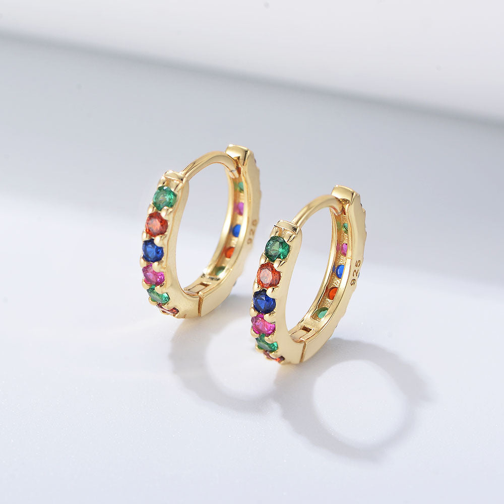 S925 Sterling Silver Colored Zircon Earrings, Ear Buckles, Style And Versatile Jewelry Earrings