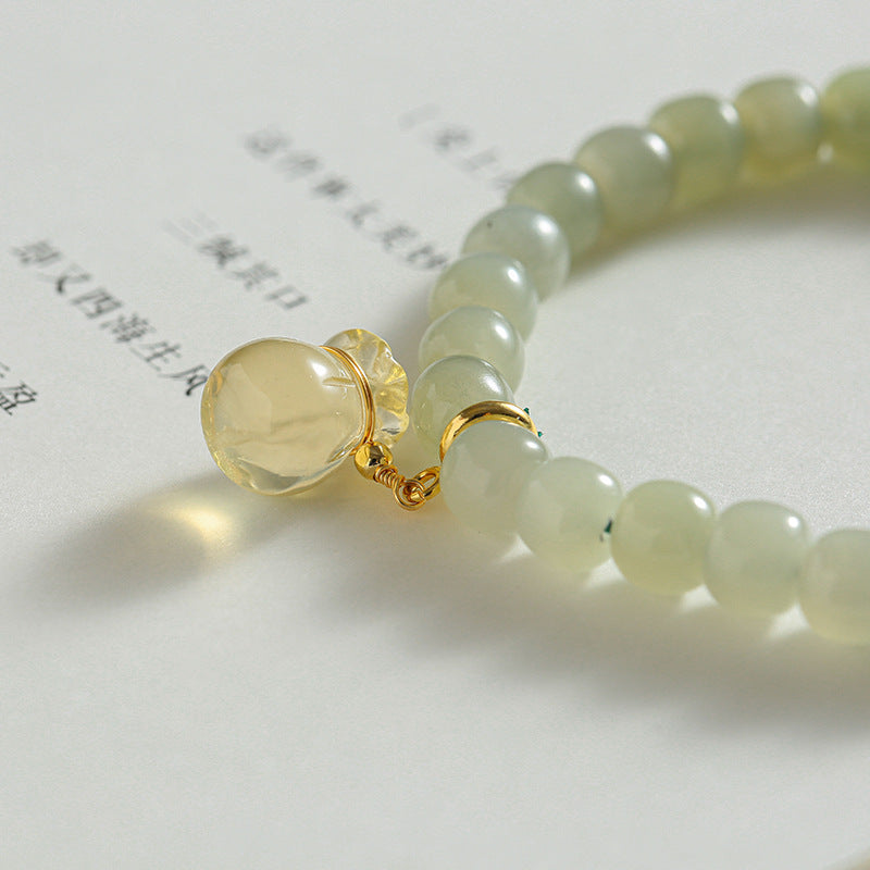 Fortune's Favor Sterling Silver Jade Handstring Bracelet