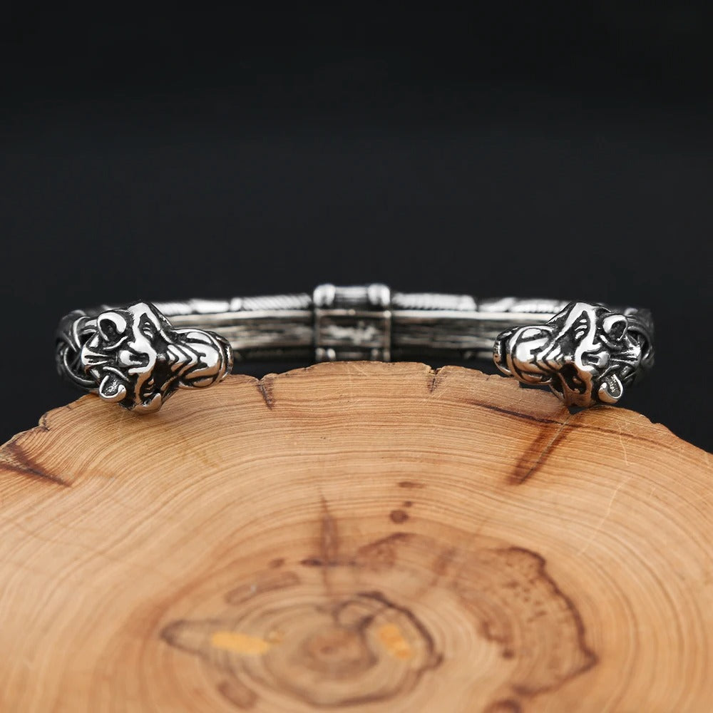 Vintage Viking Wolf Stainless Steel Men's Bracelet