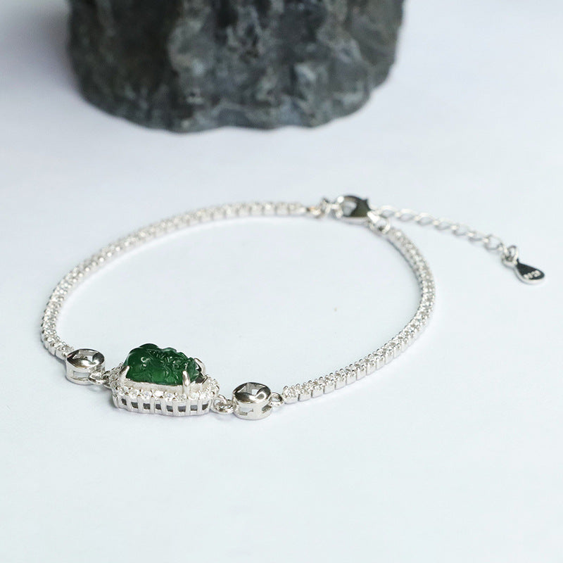 Green Jadeite Pixiu 8*6 mm Bracelet