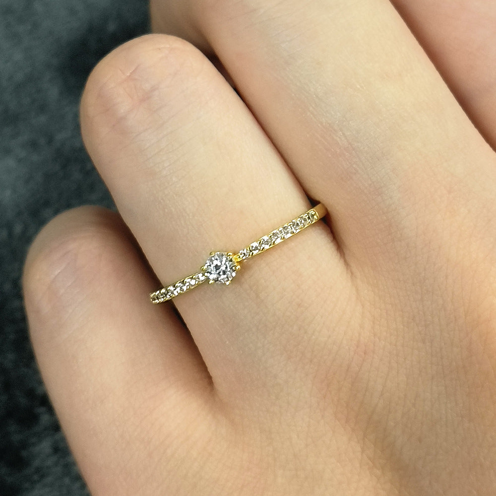 Planderful S925 Sterling Silver Six Claw Zircon Ring For Women Sparkling Everyday Genie Jewelry