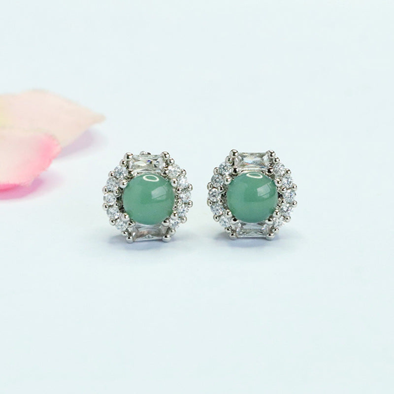Blue-Water Jadeite Sunlit Stud Earrings