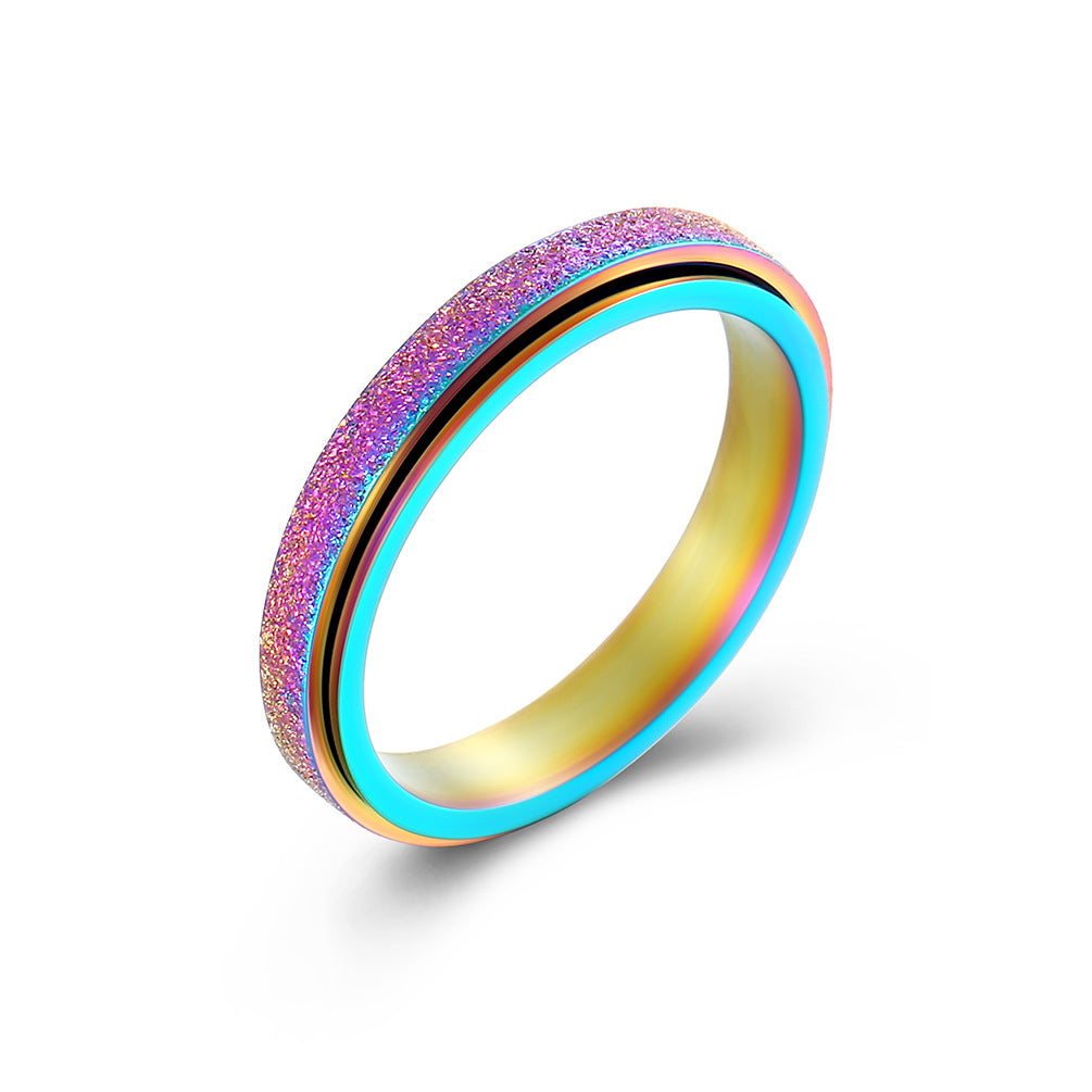 Planderful Unisex Pearl Sand Titanium Steel Rotating Ring For Men And Women Wedding Proposal Jewelry