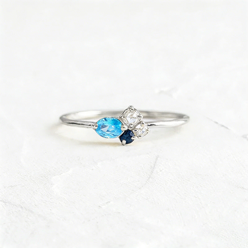 S925 Sterling Silver Japanese Ring Gold-Plated Zircon Ring
