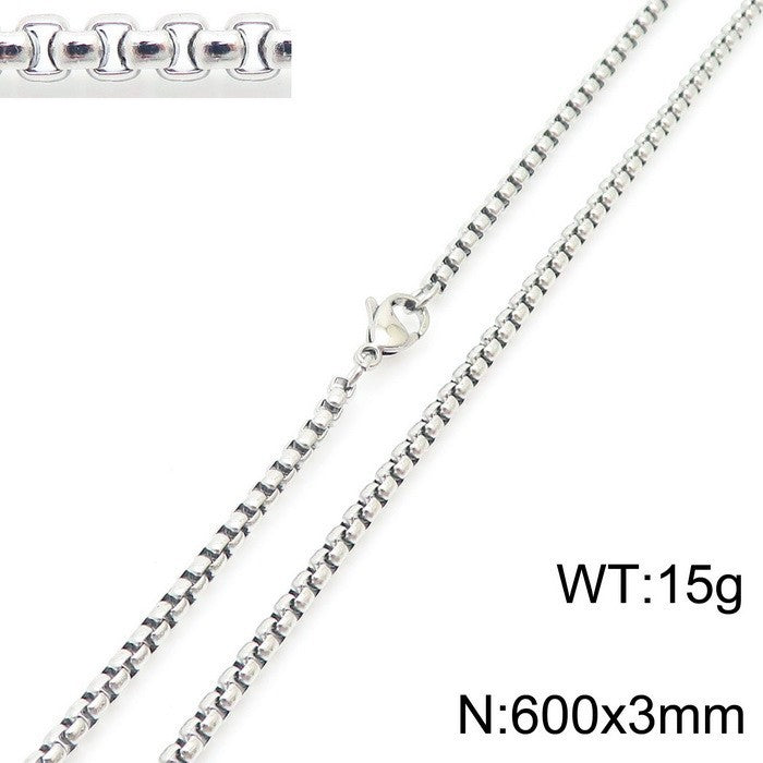 Compass Round, Punk Style Retro Coin Compass Stainless Steel Men's Pendant Necklace