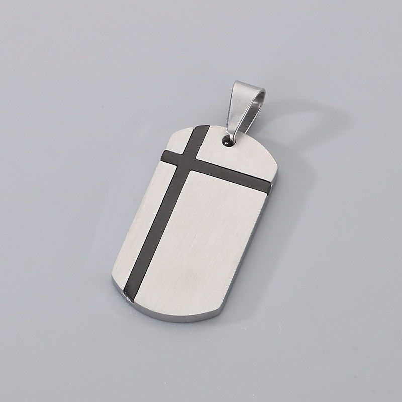 Stainless Steel Cross Square Brand Men's Titanium Steel Necklace Crack Military Brand