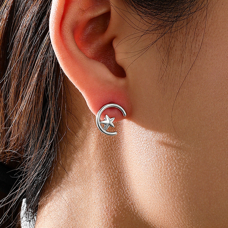 Planderful Vienna Verve Earrings – Minimalist Star and Moon Design