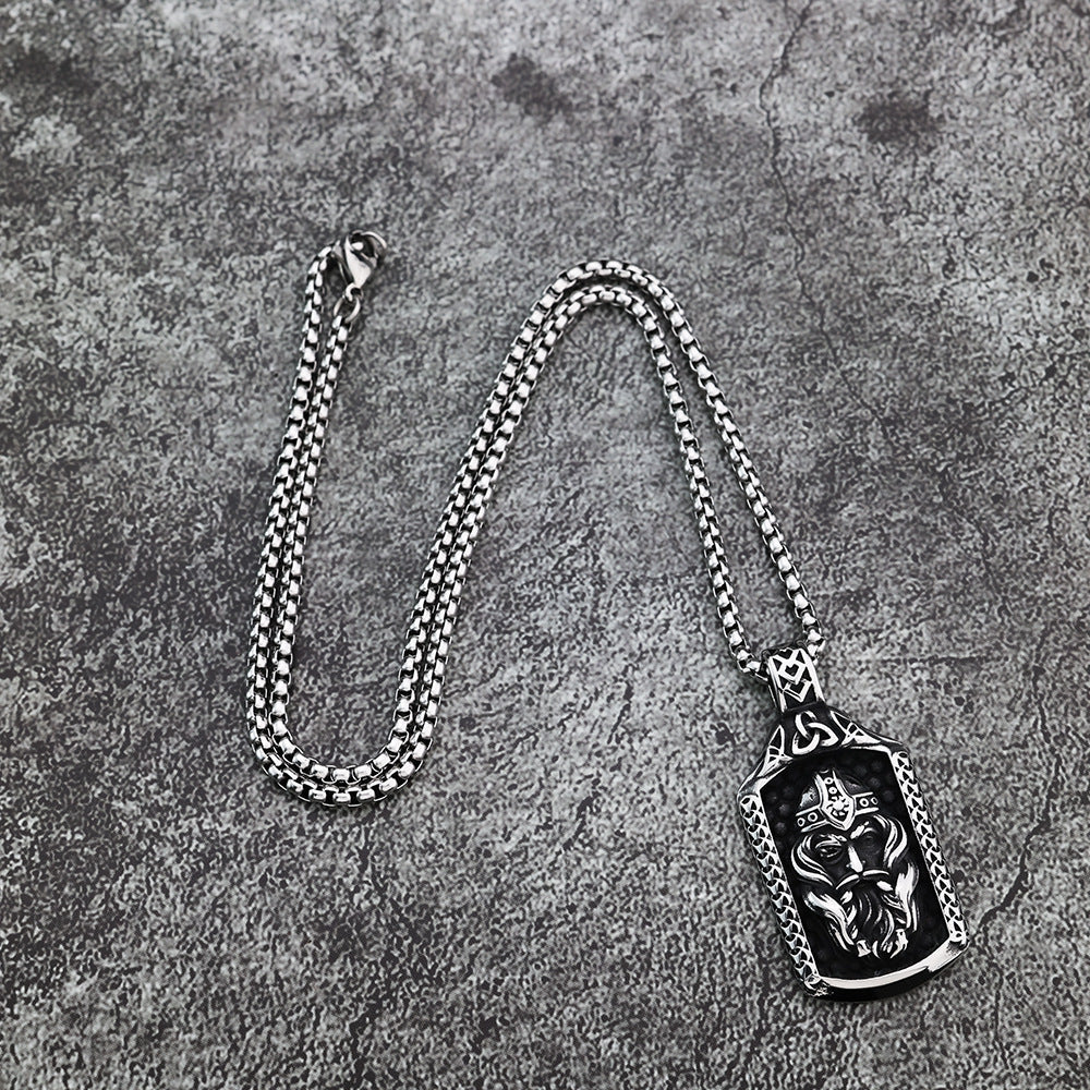 Stainless Steel Norse Mythology Odin Logo Viking Pendant