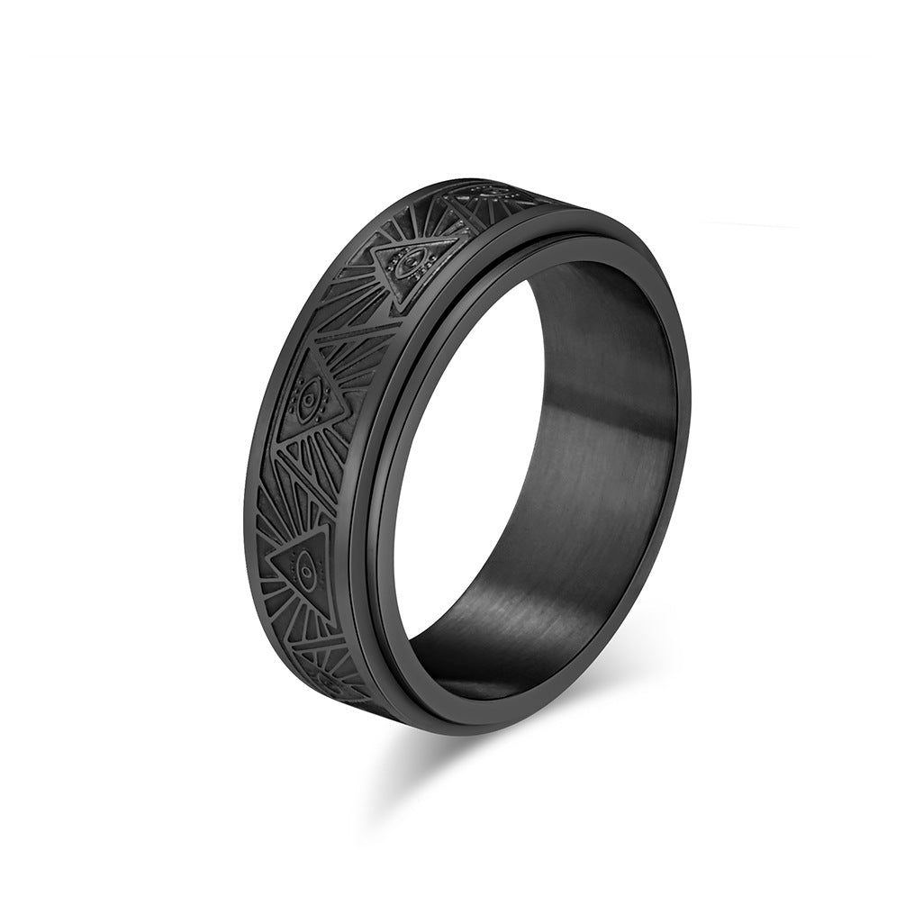 Eye of Horus Ring Stainless Steel Rotating Anxiety Relief Jewelry Planderful for Egyptology Fans