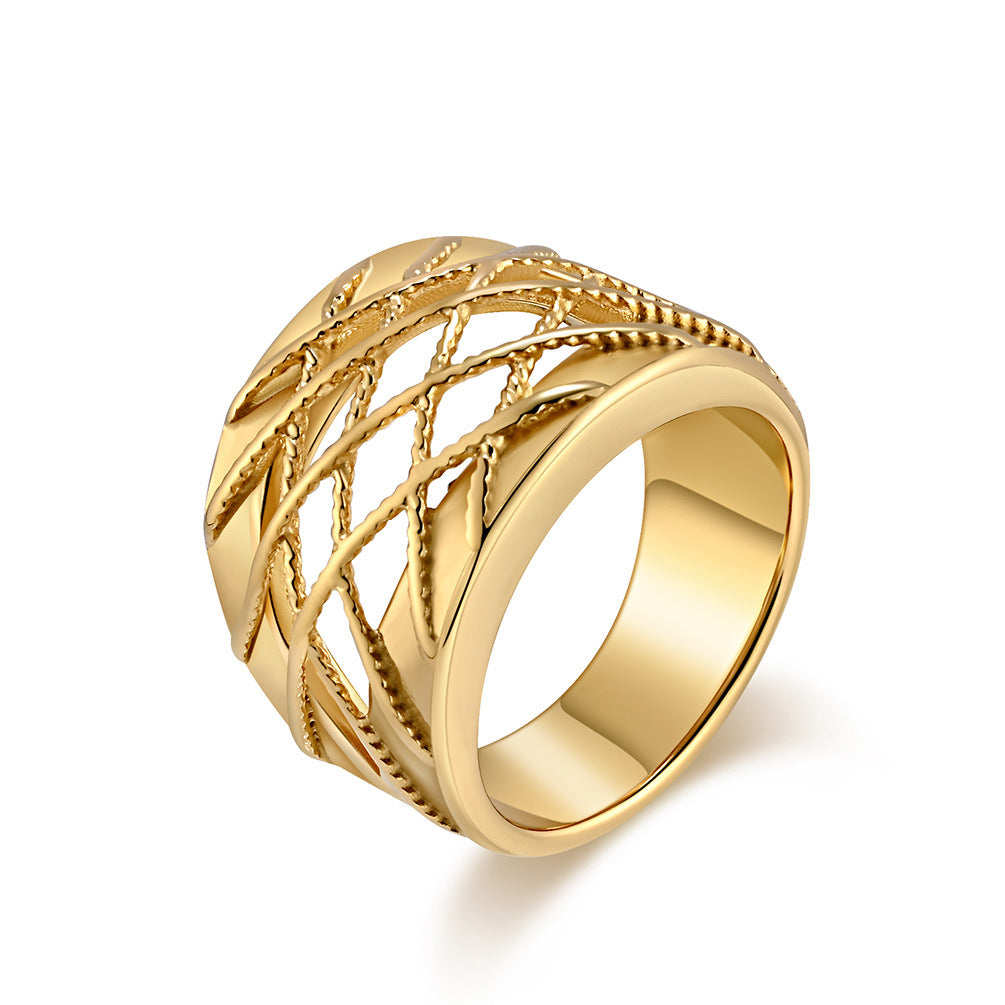 European and American 18K Gold Plated Stainless Steel Ring
