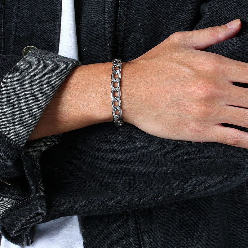 Various Sizes Stainless Steel NK Chain Bracelet Black Steel Men's Simple Chain Jewelry Wholesale for Men