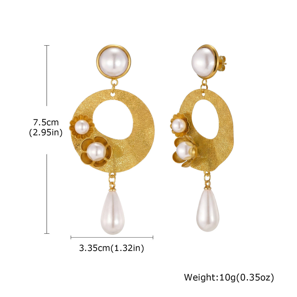 Gold-Tone Butterfly Pearl Chain Tassel Earrings