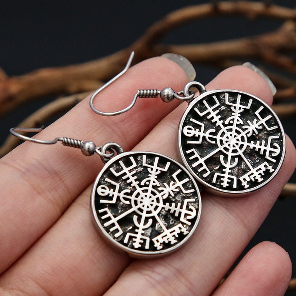 Cross-Border Nordic Culture Viking Compass Men's Earrings