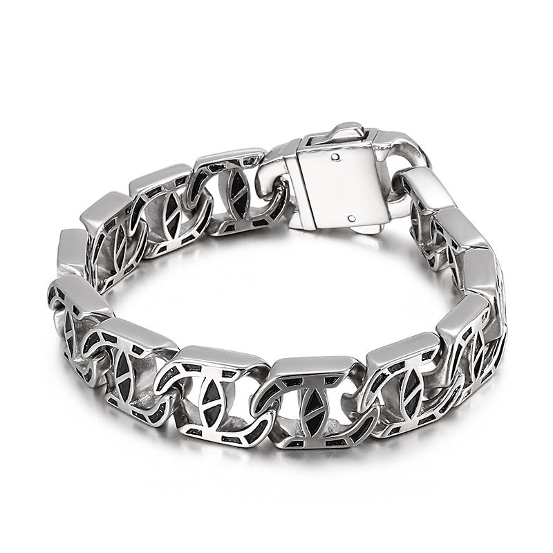 Retro Stainless Steel Charm Bracelet for Men - Unique Punk Style Accessory
