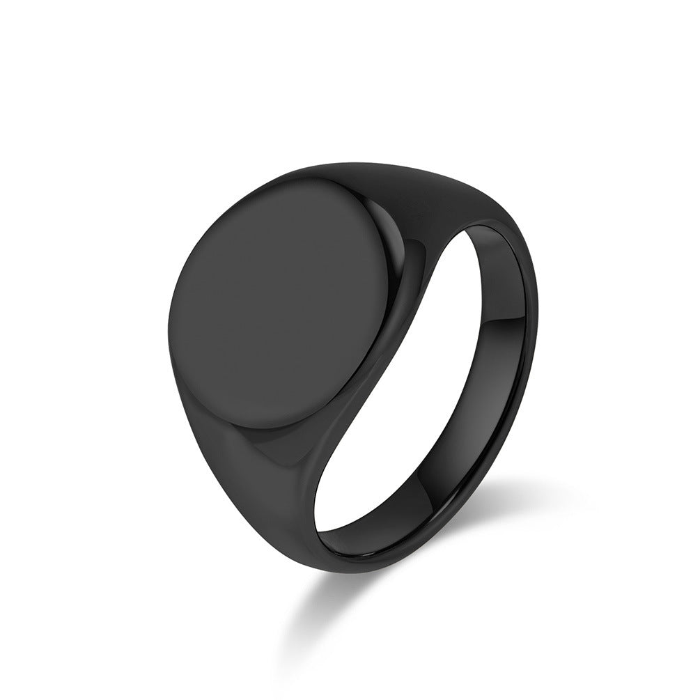 Planderful Titanium Steel Ring Unisex Geometric Round Smooth Surface Luxury Jewelry Everyday Genie