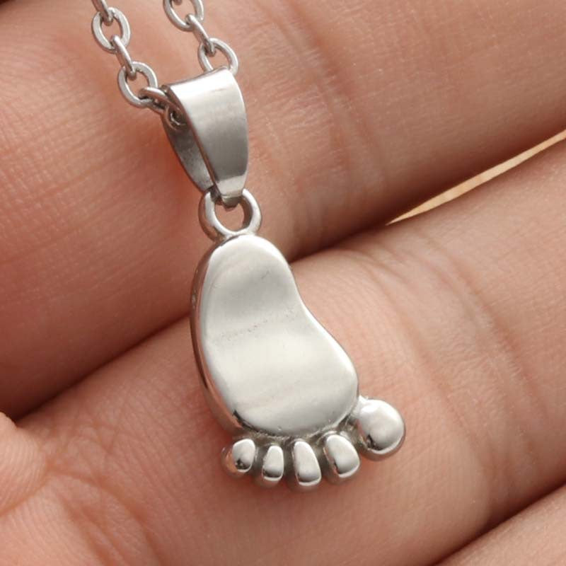 Customizable Titanium Steel Foot Pendant - Retro Punk Necklace for Men and Women