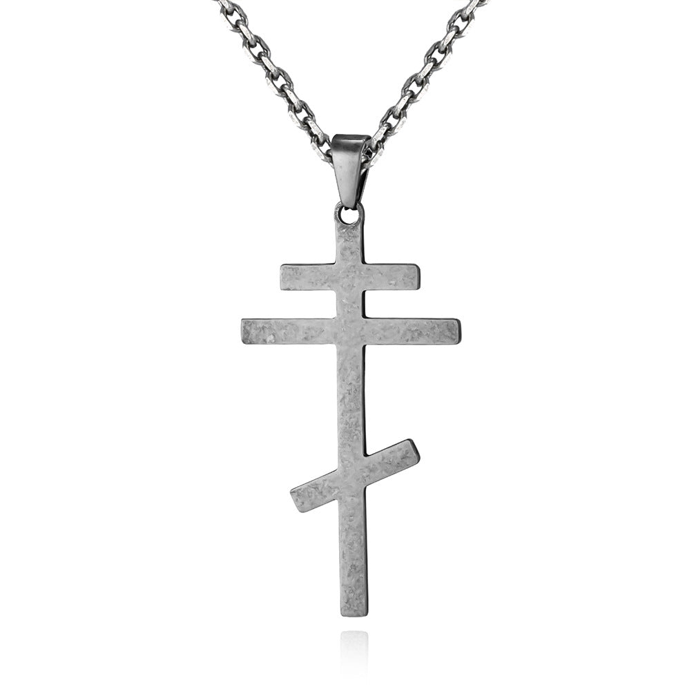Steel Necklace - Vintage Orthodox Cross Pendant