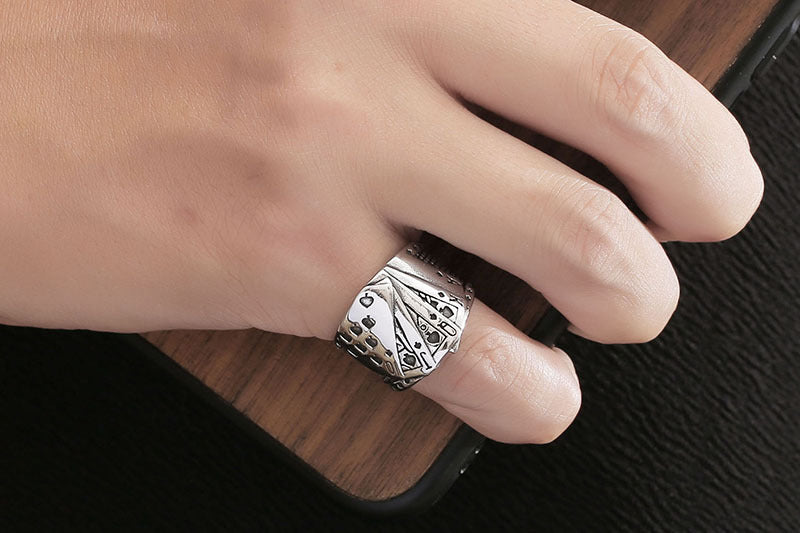 Personalized Playing Card Titanium Steel Ring For Men