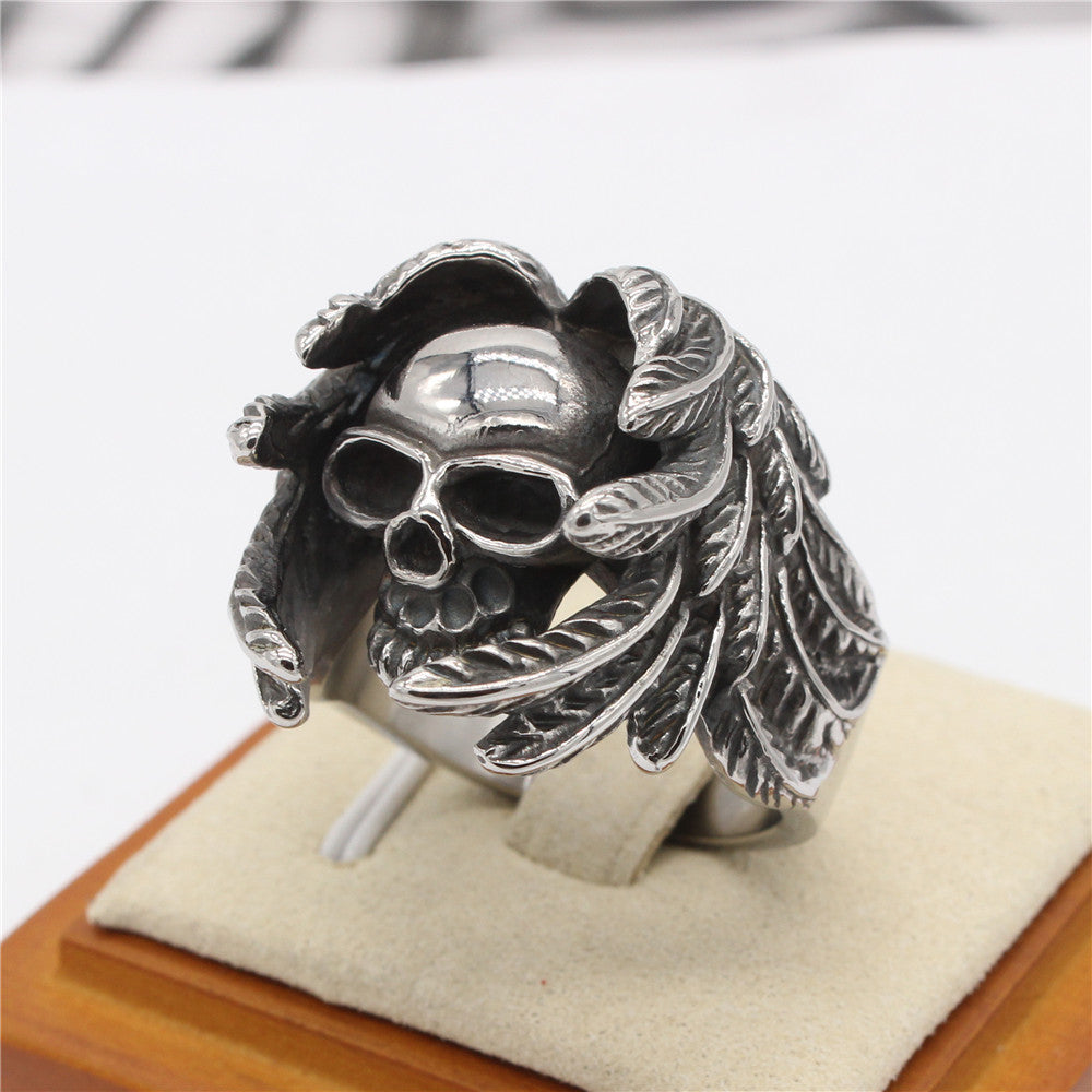 Winged Skull Titanium Steel Ring