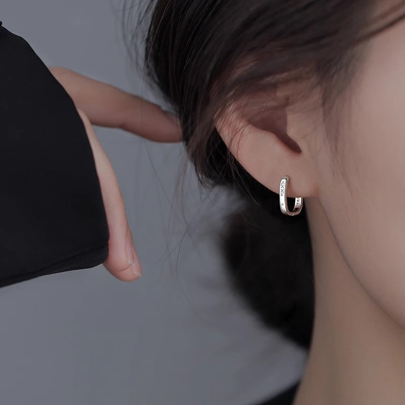 925 Sterling Silver Square Earrings High-End Light Luxury