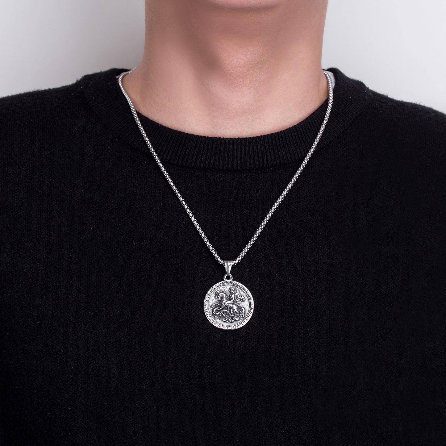 Steel Necklace - Statement Dragon Slayer Hip Hop Pendant for Men Punk INS Jewelry