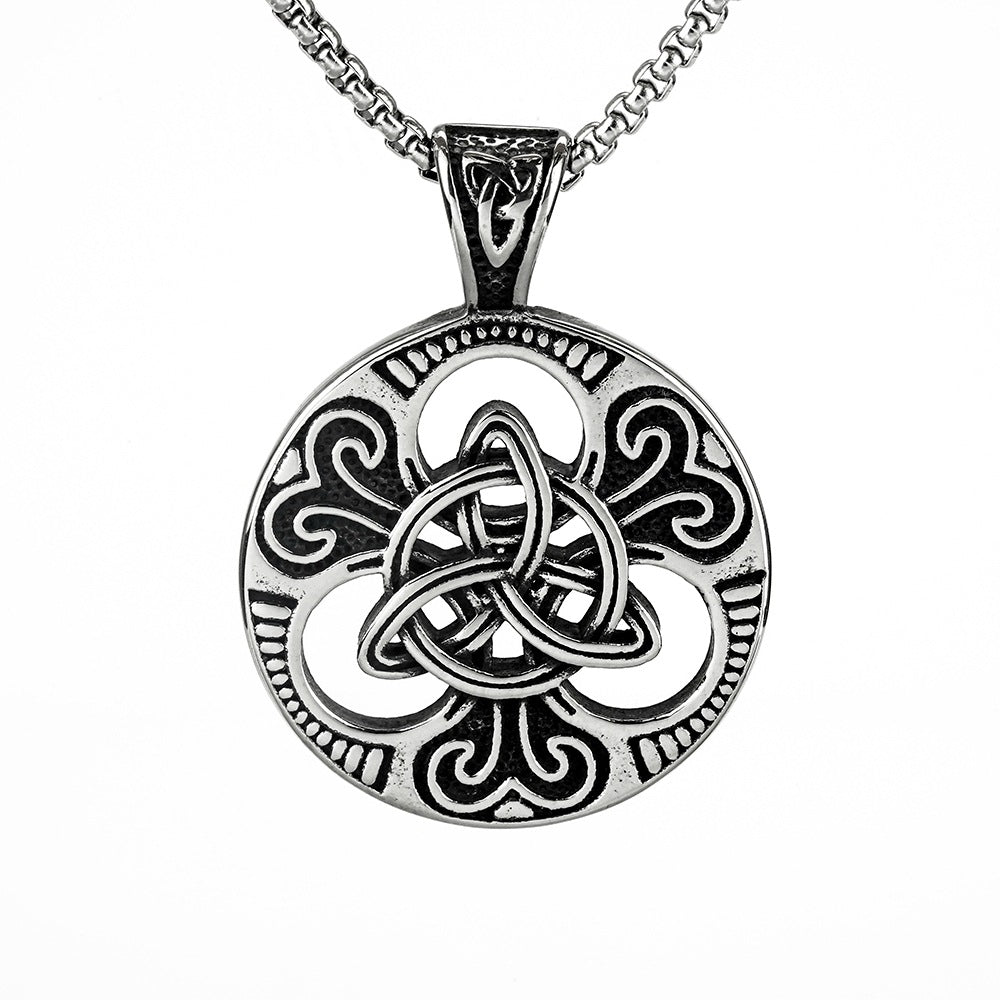 European and American Jewelry Wholesale Titanium Steel Men's Pendant Necklace Viking Celtic Knot Design