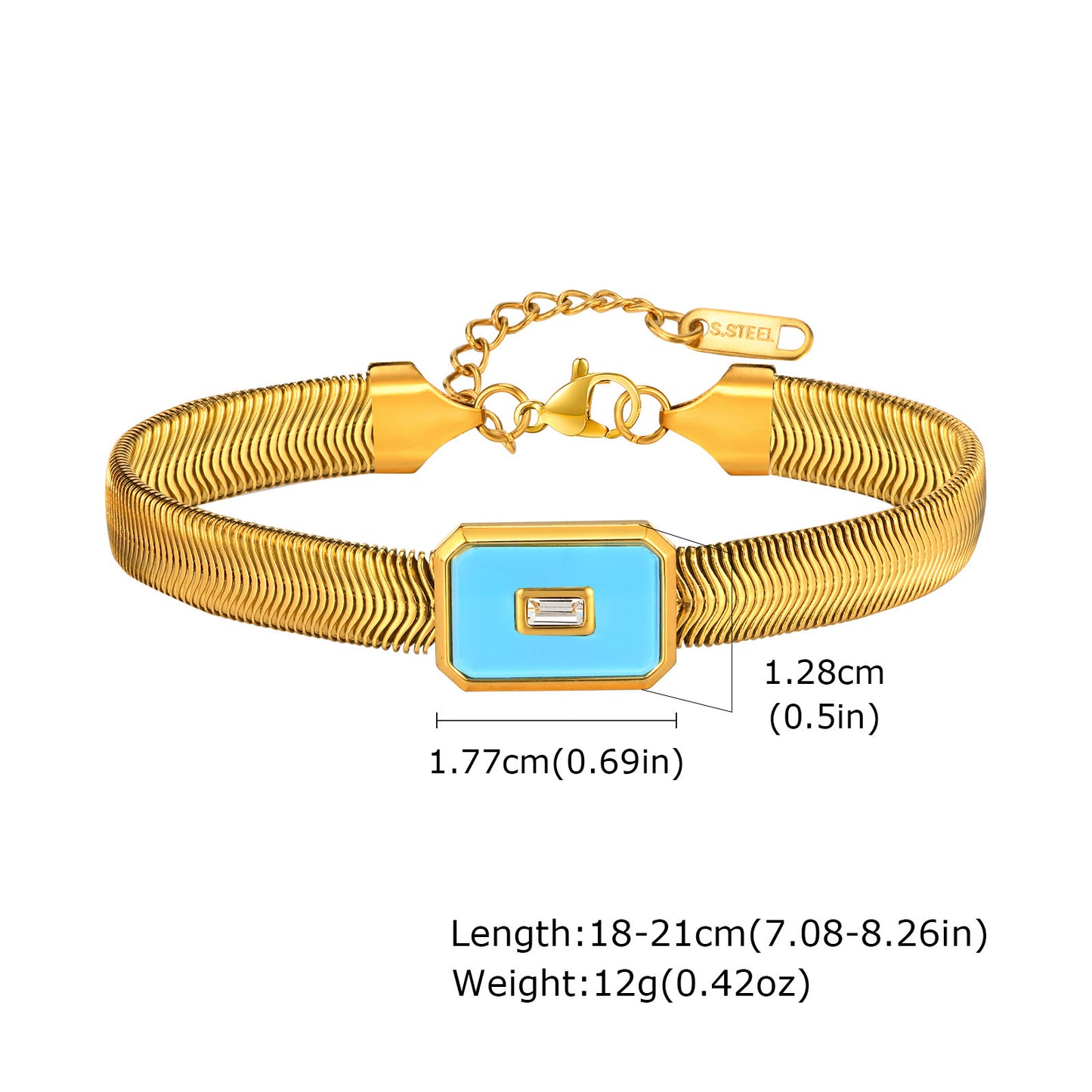 European And American Jewelry Stainless Steel Flat Snake Chain Bracelet Golden Lady