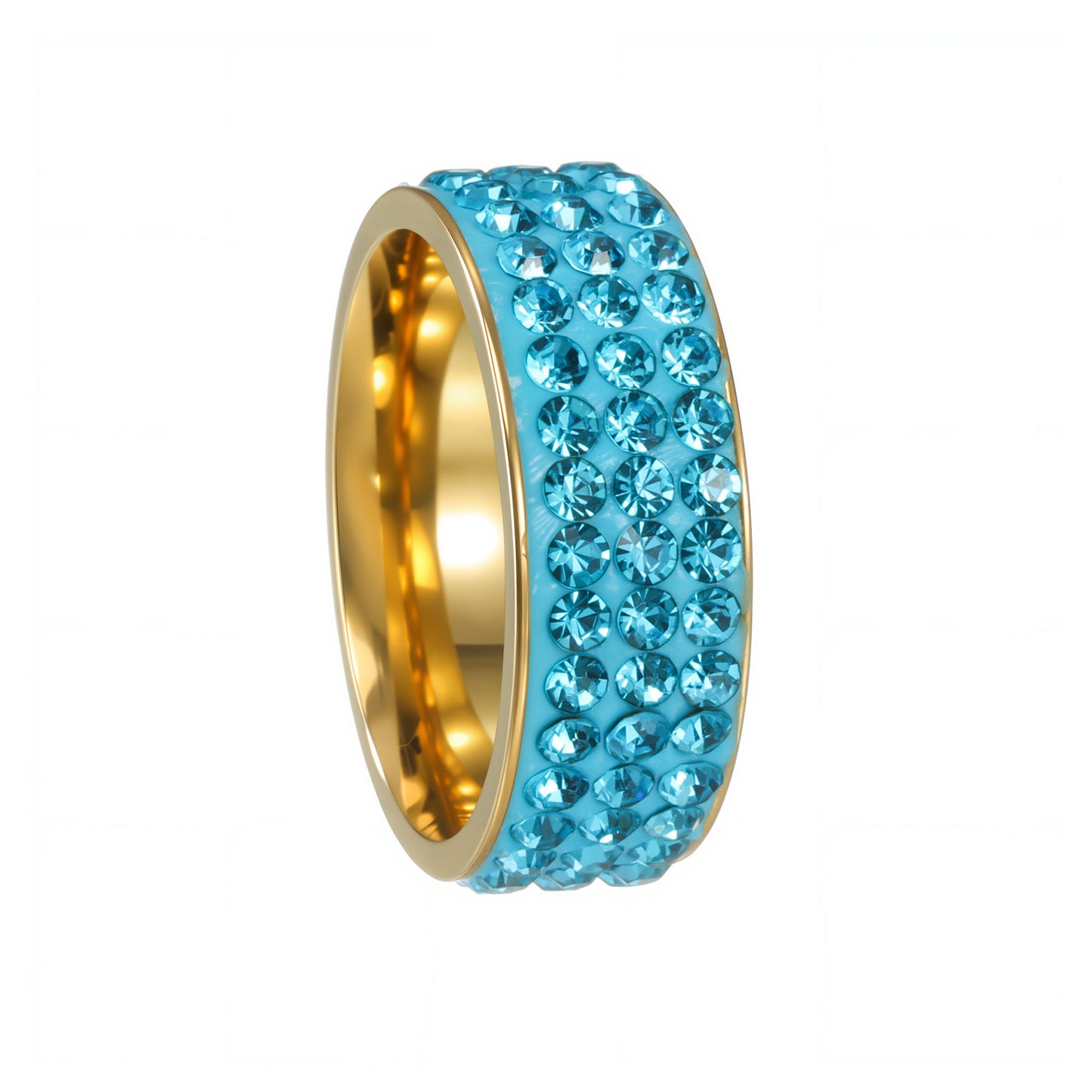 Planderful Titanium Steel 3 Row Zircon Couple Ring For Men