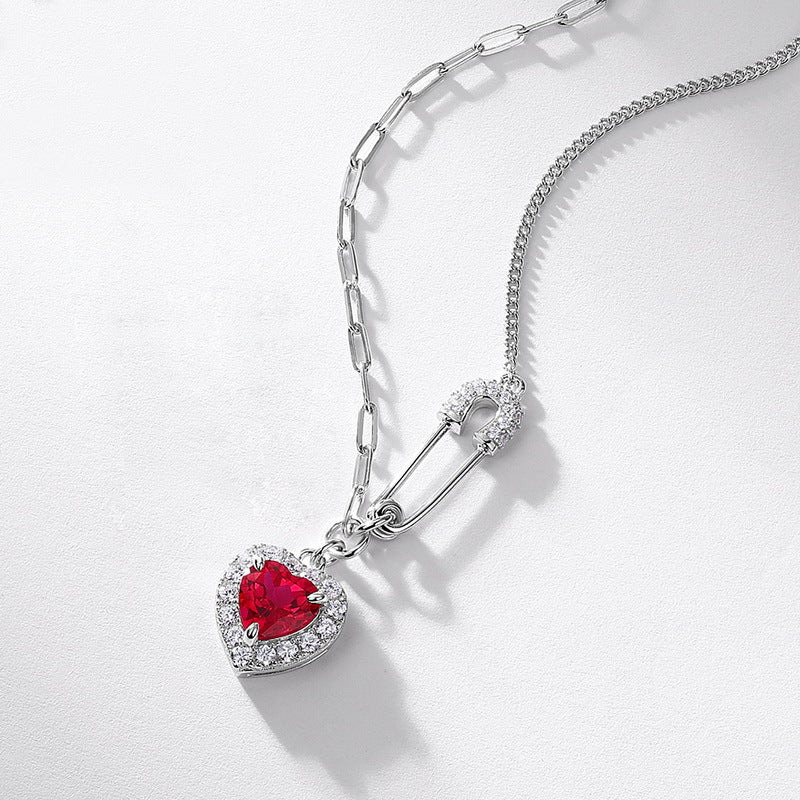 Lab-Grown Ruby Heart Pendant Necklace