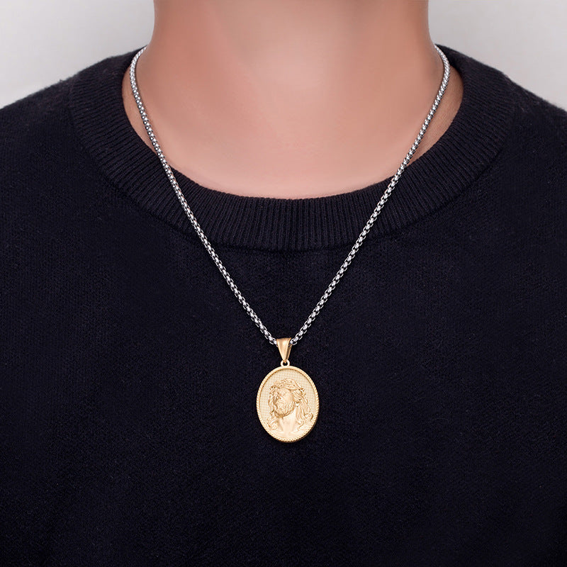Steel Necklace - Minimalist Everyday Genie Coin Pendant Necklace For Men And Women Gift Idea