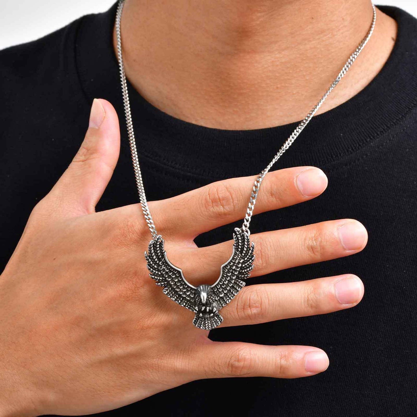 Planderful Mens Stainless Steel Eagle Pendant Trendy