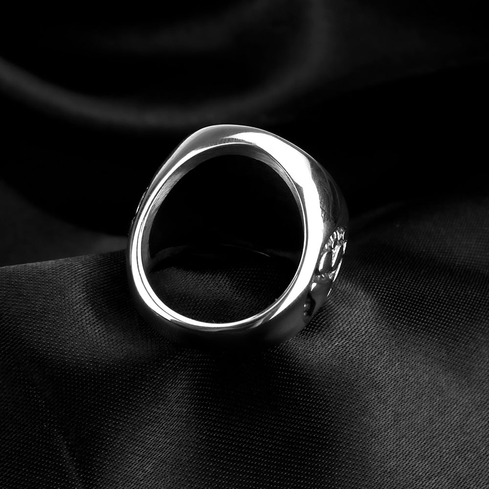 Nordic Vintage Viking Stainless Steel Men's Rune Palm Ring