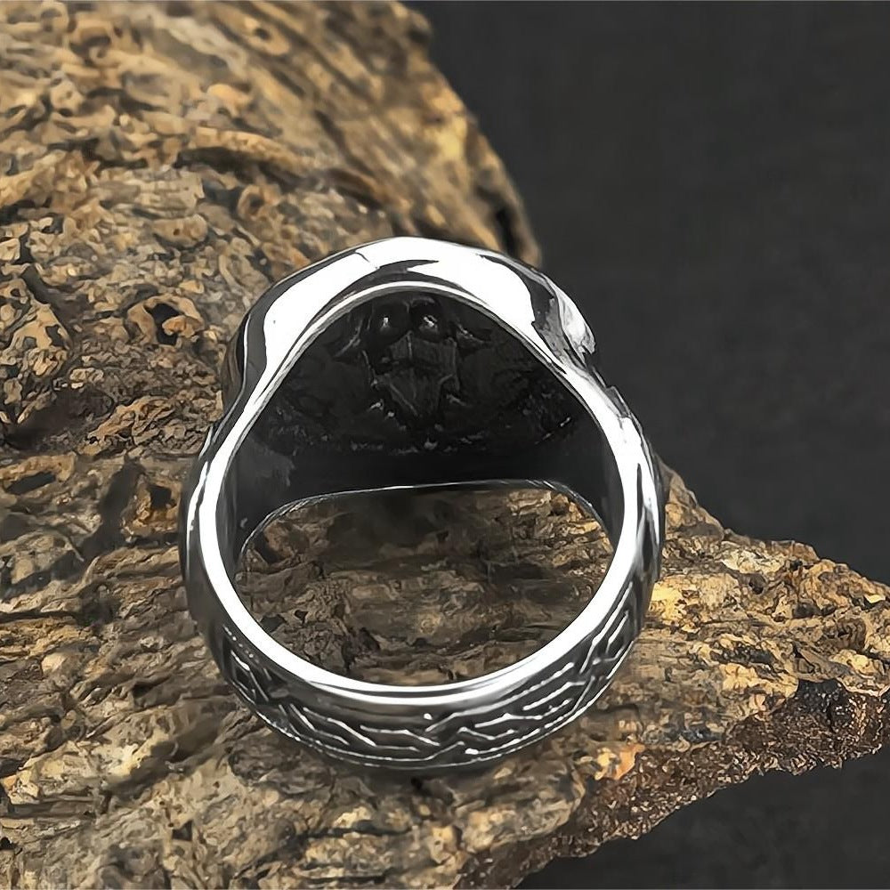 European and American Jewelry Wholesale Men's Titanium Steel Ring Viking Odin Triangle Logo Rust-Free Personalized Ring