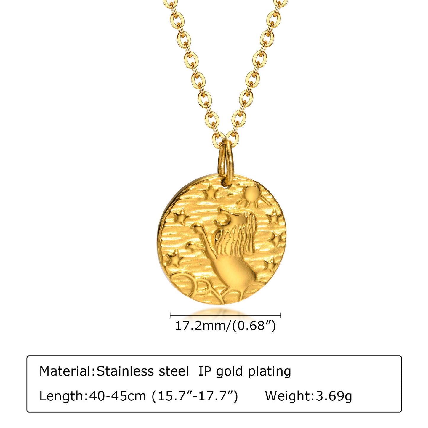 Geometric Necklace Stainless Steel Sun Pendant for Women