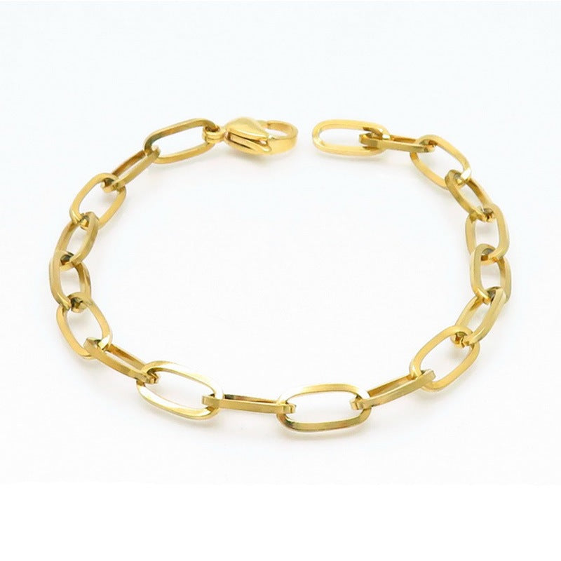 Internet Celebrities With Plain Chain Commuter Stainless Steel Chain Bracelet