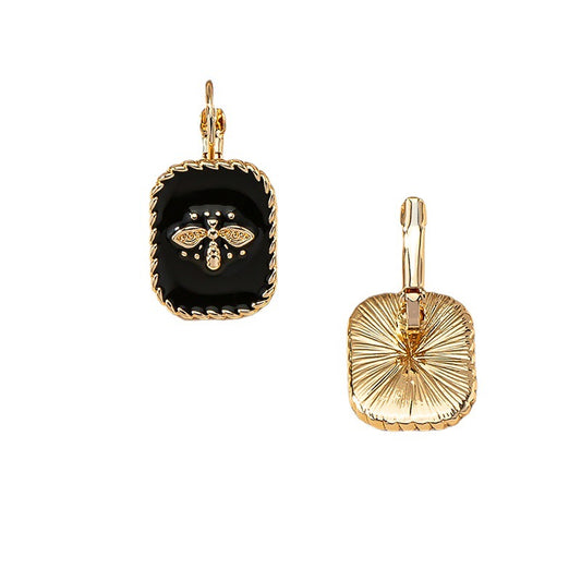 Luxurious Black and Gold Bee Drop Earrings - Vienna Verve Collection