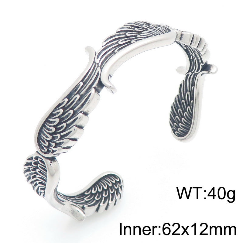 Nordic Viking Celtic Knot Crow – Punk Style Bamboo Feathers Stainless Steel Man Bracelet