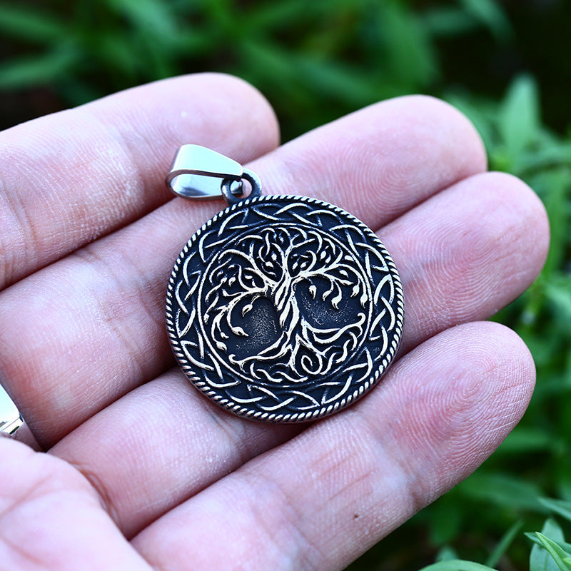 Viking Celtic Knot Titanium Steel Pendant - Retro Tree of Life Jewelry for Men