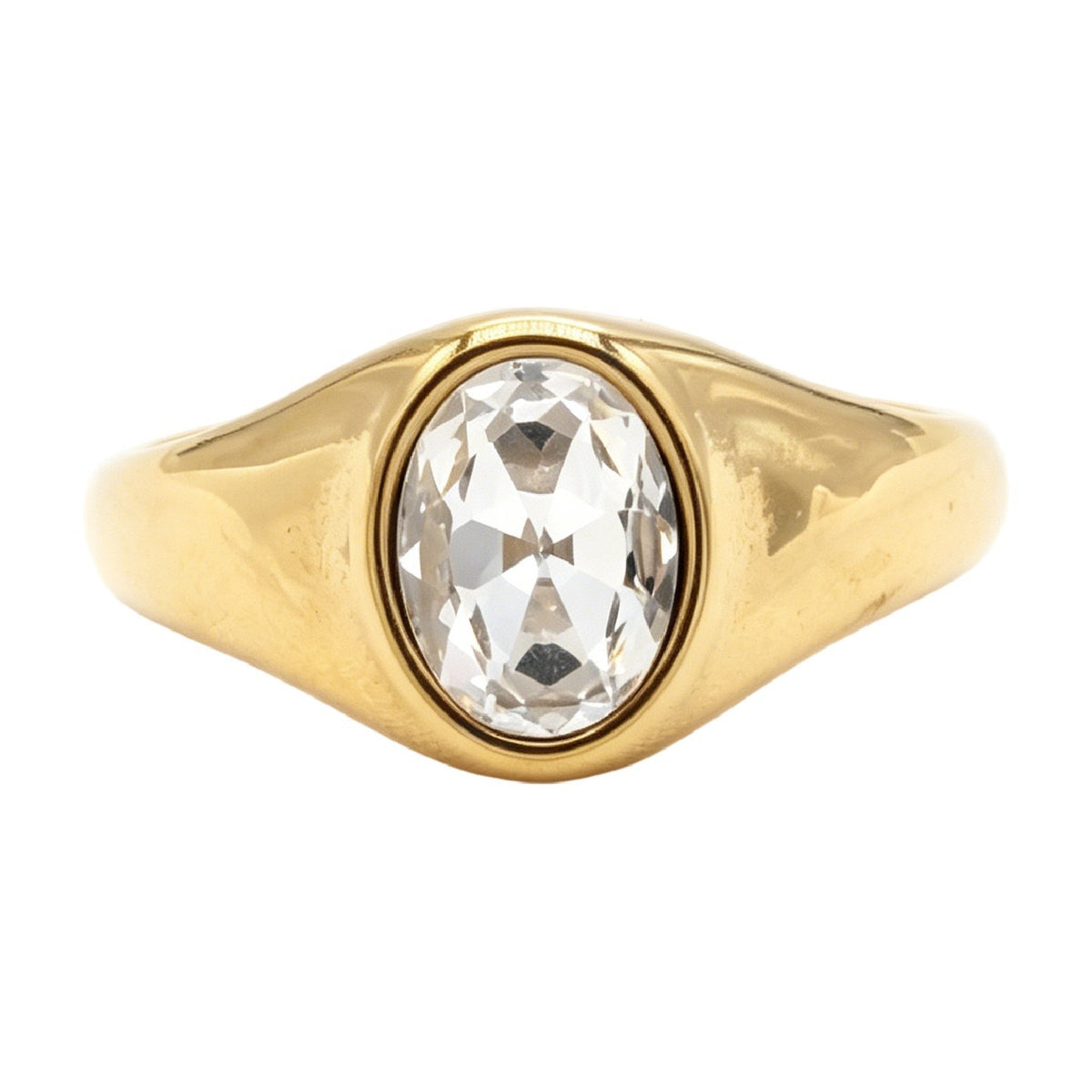 Multi-Color Gemstone Titanium Steel Ring