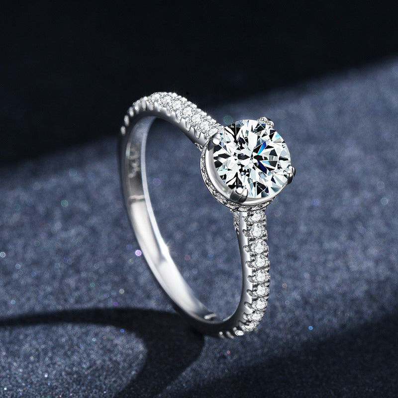 S925 Sterling Silver Moissanite 1 Carat Ring Jewelry with D Color Stone
