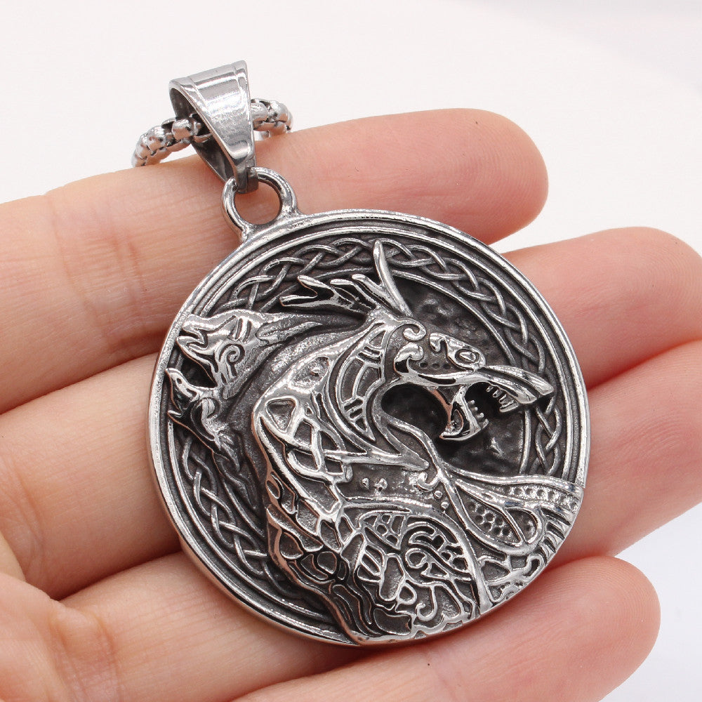 Planderful Viking Direwolf Pendant Titanium Steel For Men Unisex Protection Jewelry