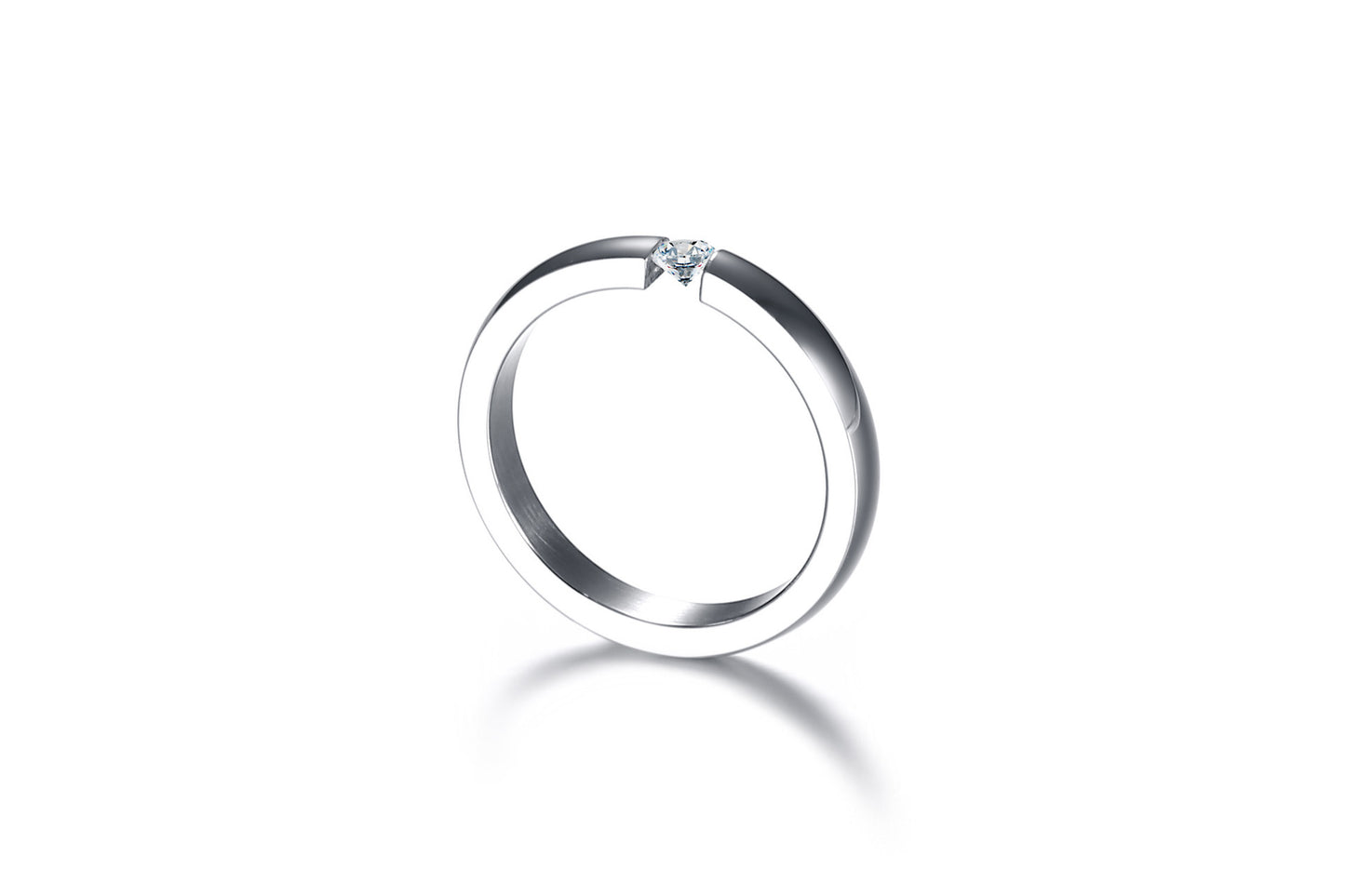 Korean Version of Titanium Steel Zircon Couple Ring Set