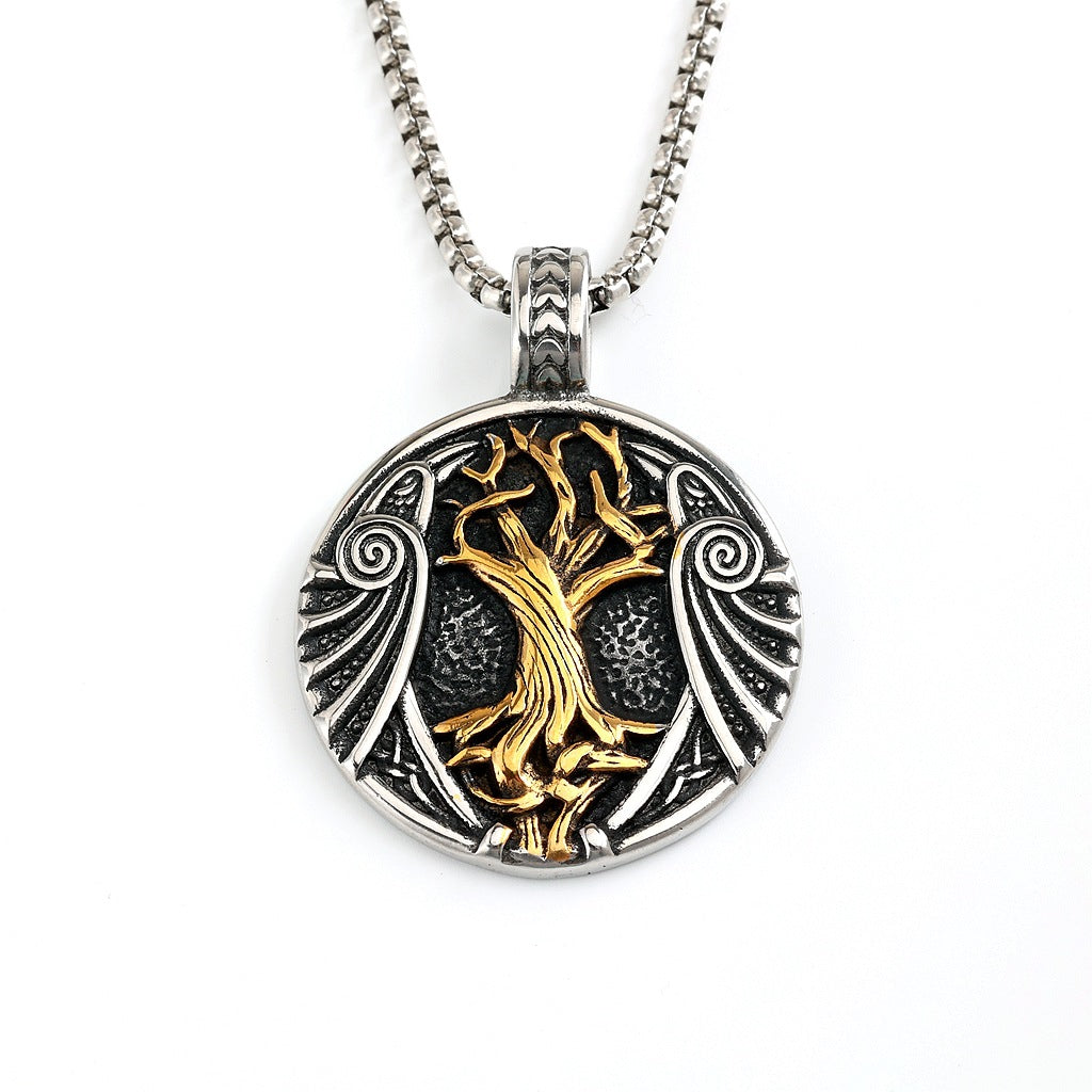 Vintage Tree of Life Viking Stainless Steel Men's Pendant Necklace