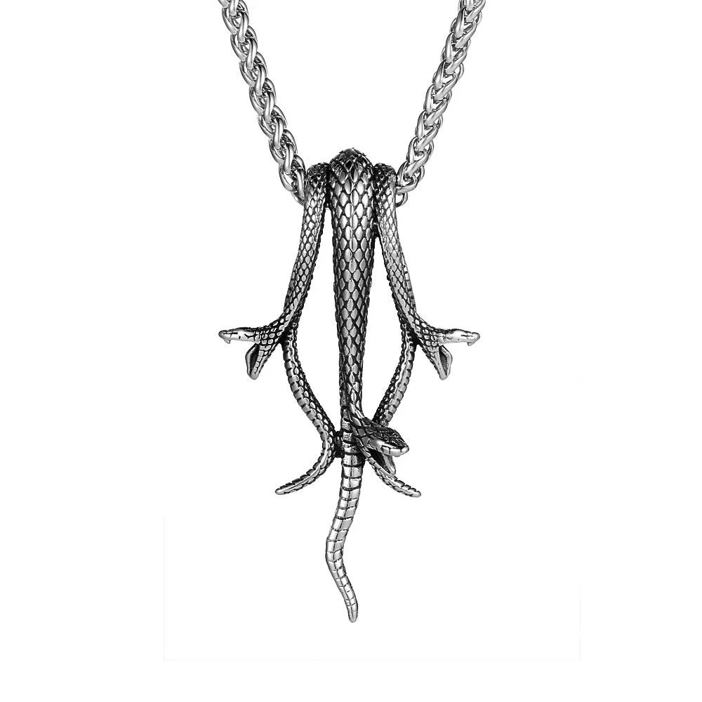 Snake Three-Headed Stainless Steel Men's Pendant Necklace