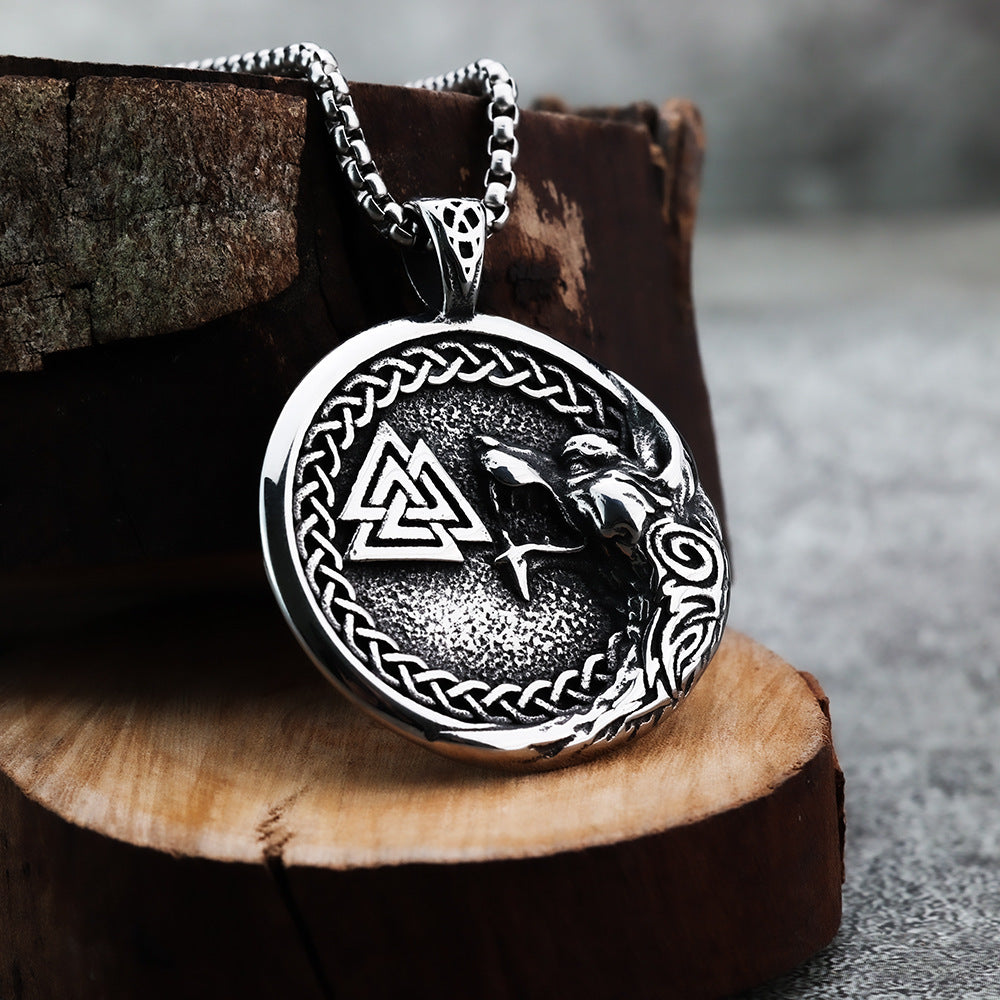 Nordic Retro Stainless Steel Men's Pendant Viking Necklace