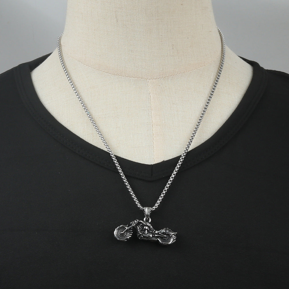 European And American Stainless Steel Flame Motorcycle Pendant