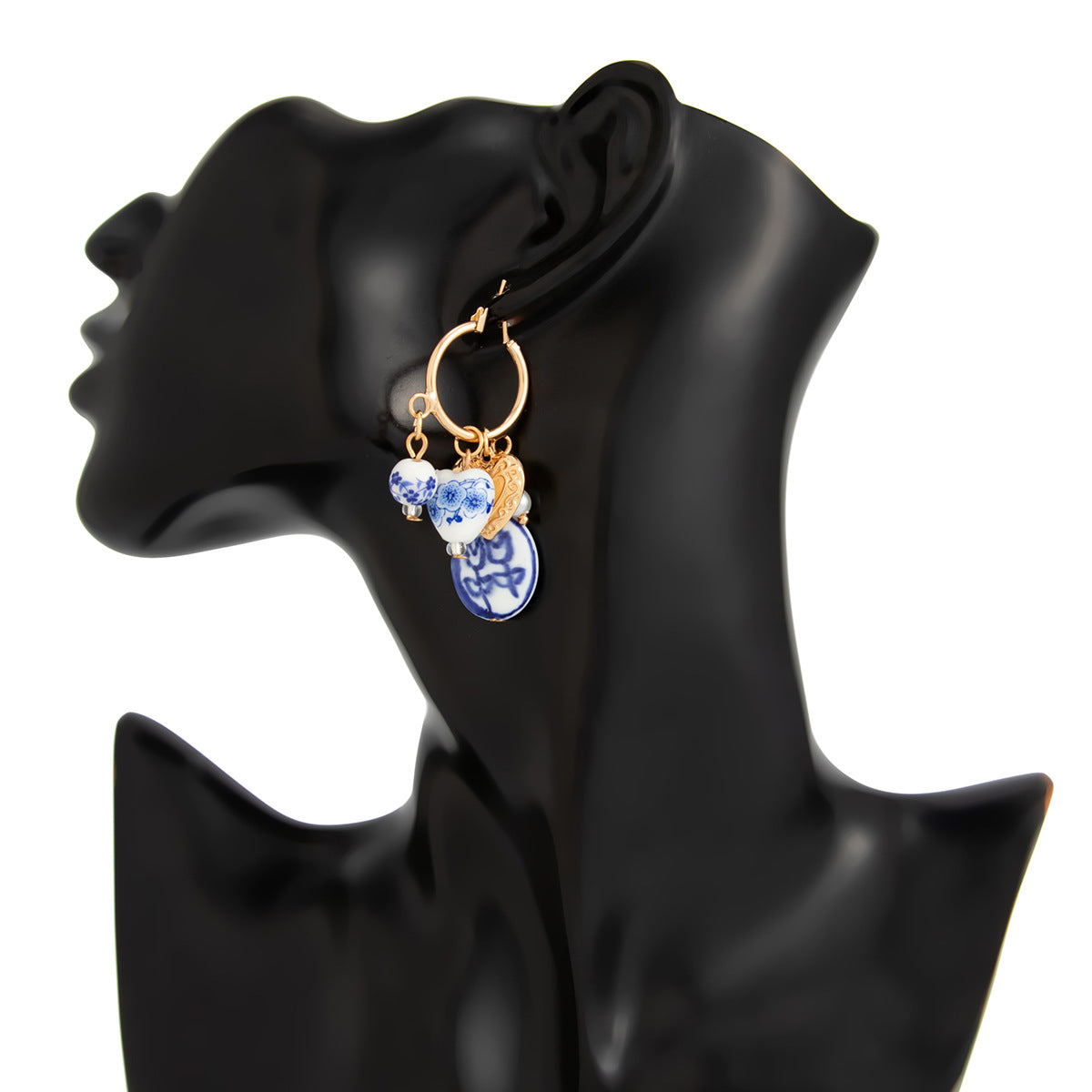 Planderful Pearl Heart Pendant Earrings Vienna Verve For Women Ceramic Flower Design Stunning Statement Jewelry
