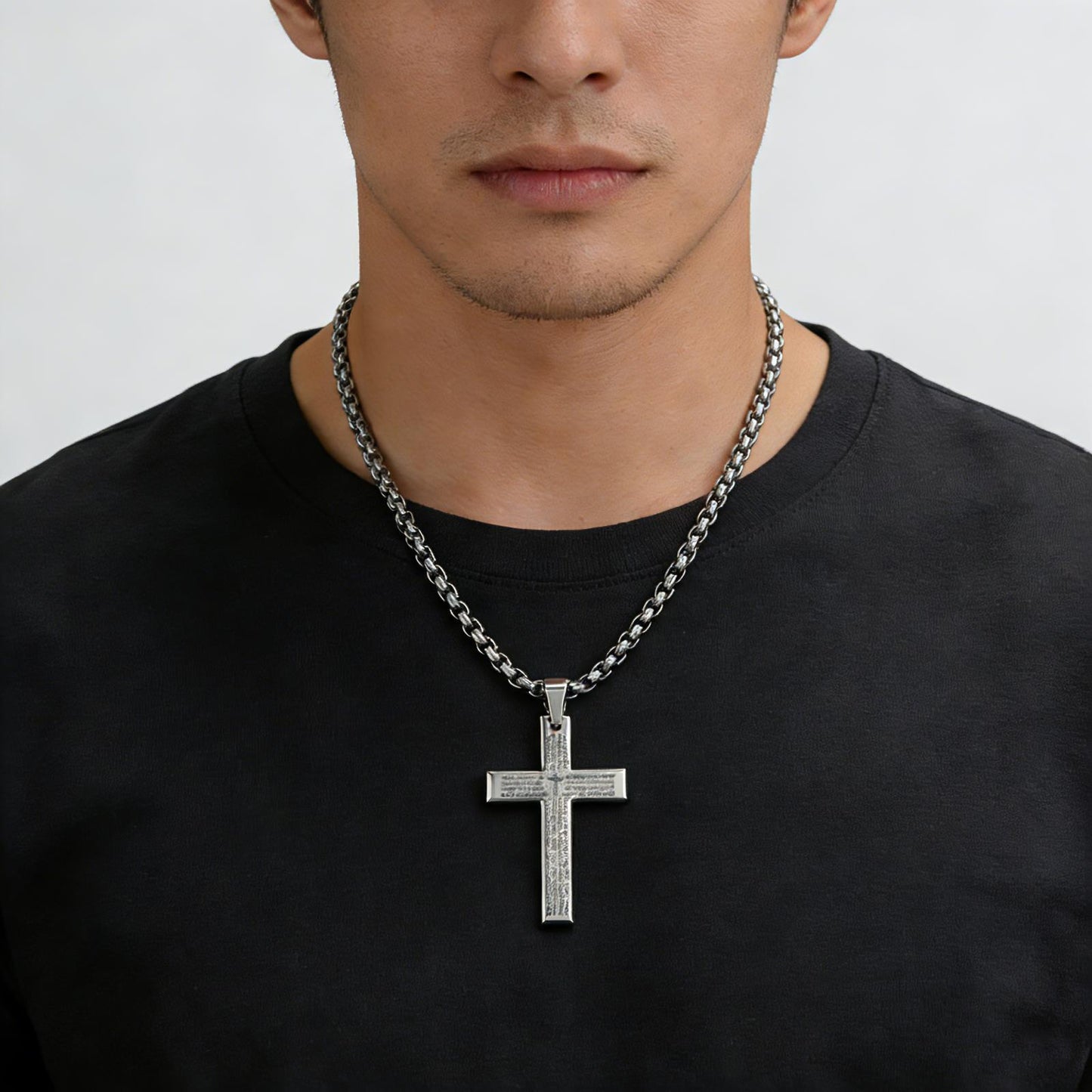 Steel Necklace - Statement Cross Necklace For Men From Planderful Everyday Genie Collection