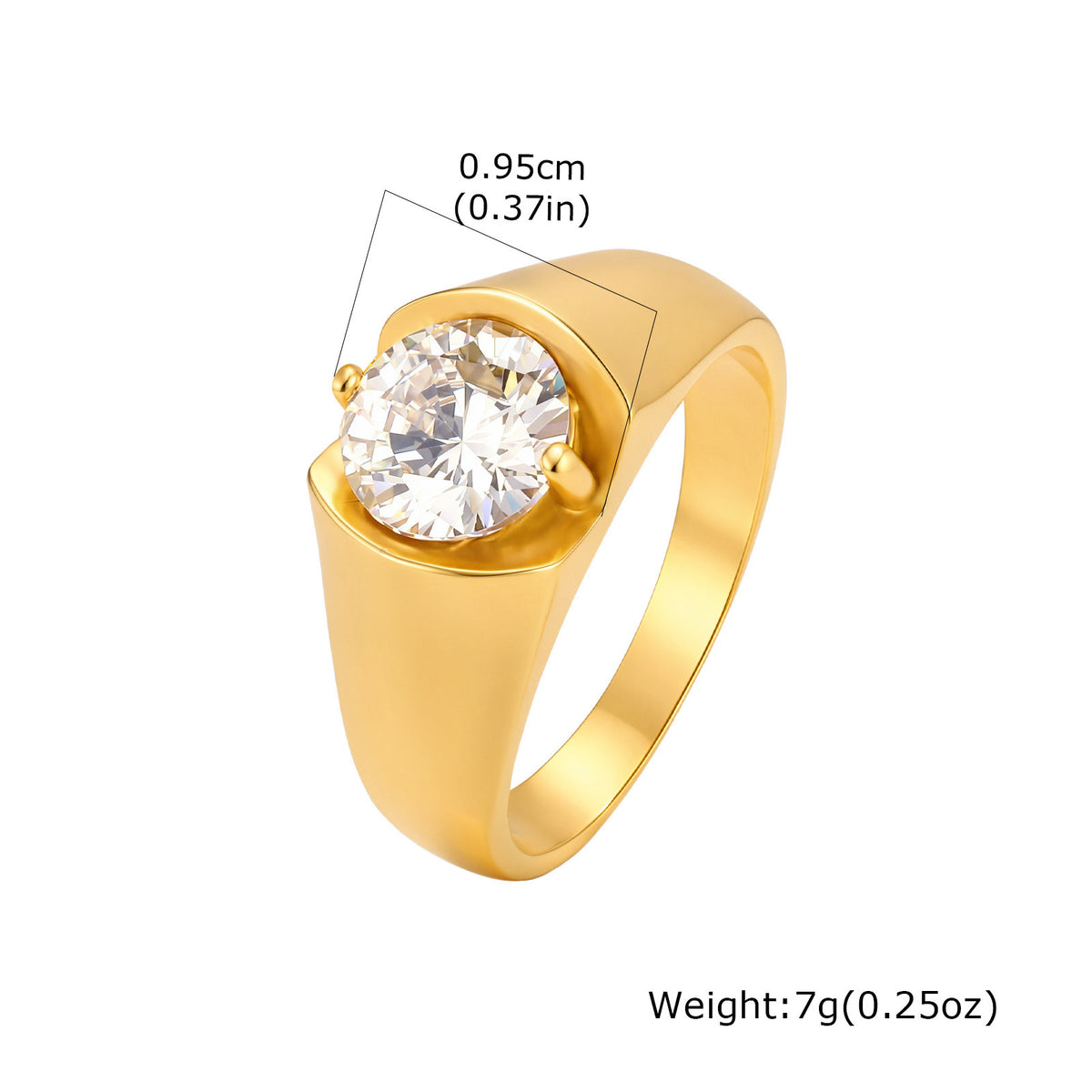 Unisex Zircon Ring – Stainless Steel Zircon Inlay Design – Minimalist